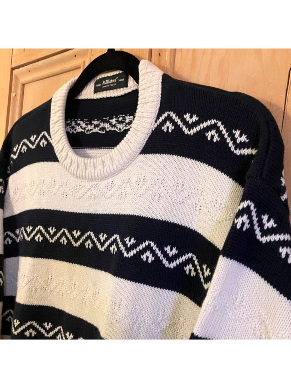 St Michael Womens Vintage 90s Fair Isle UK Made Sweater Size Medium White SP EXC - Picture 3 of 12